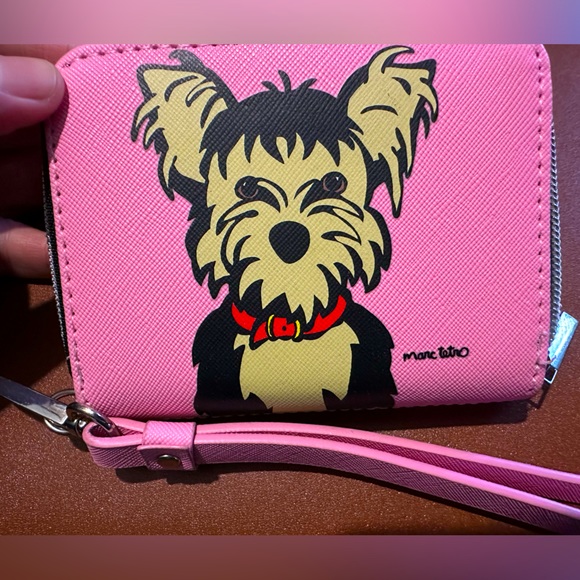 NWOT Marc Tetro, Pink Yorkie Print Wallet. - Picture 2 of 4
